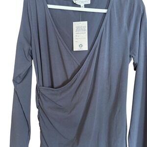 NWT Synergy Wrap Dress Womens XL Gray Organic Cotton Casual Everyday Minimalist